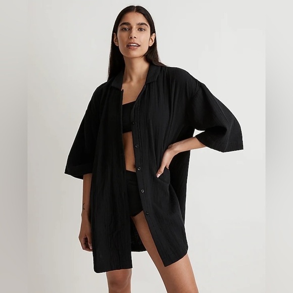 MadeWell Lightspun Cover-Up Mini Shirtdress NJ876 - Picture 1 of 6